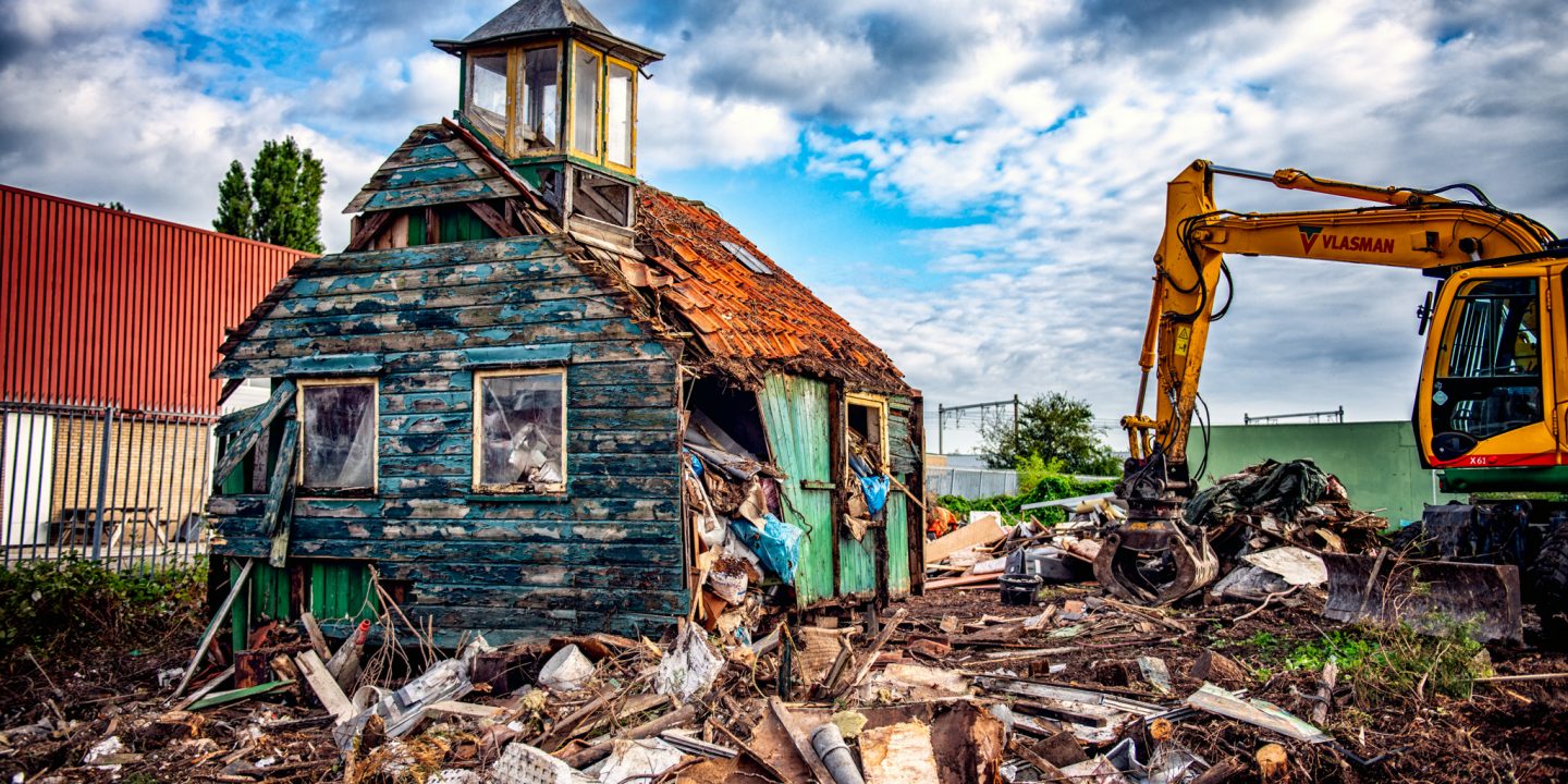 Image of a shack, in the process of being demolished...