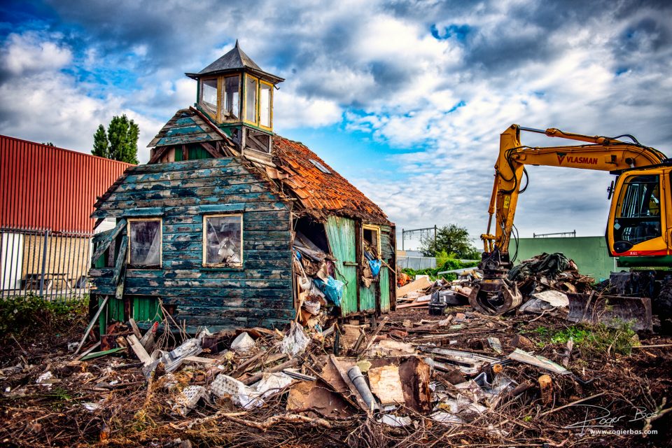 Image of a shack, in the process of being demolished...